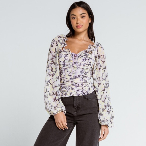 NWT Free People Mabel Printed Blouse - Picture 1 of 7